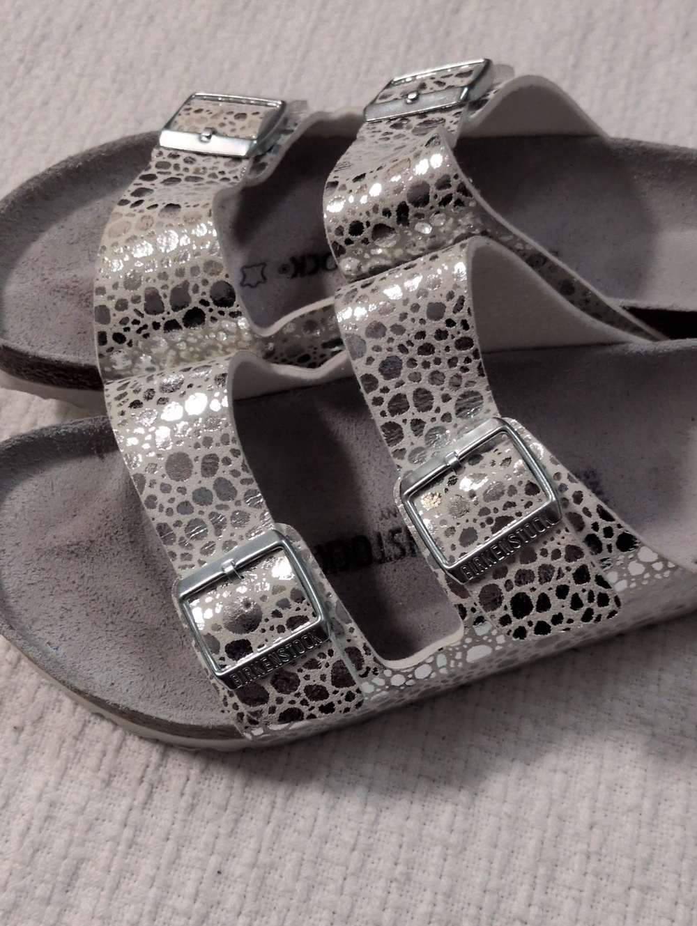 Birkenstock Kids Silver Two-Strap Sandals - Picture 2 of 7